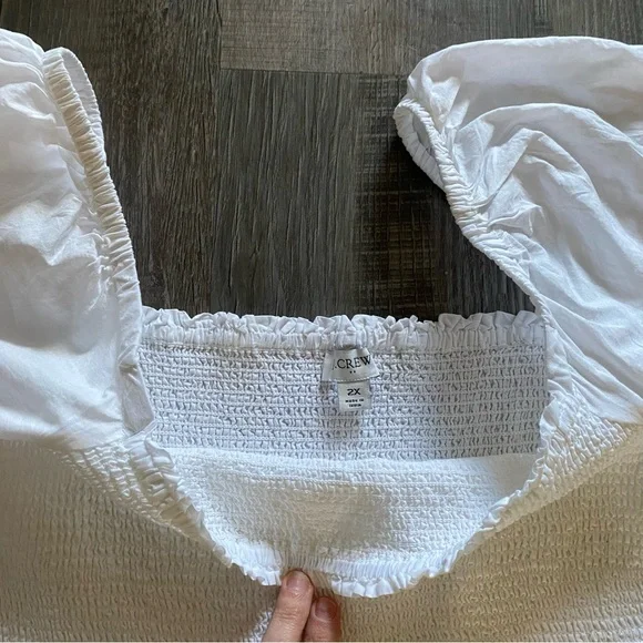 J.Crew Smocked Puff Sleeve Midi Dress Lined Cottagecore Ruffle Hem Size 2X - Picture 5 of 11